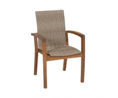 greemotion Chaise de Jardin Toledo, Fauteuil de Jardin en Polyrotin et Bois d’Acacia 100% FSC, Fauteuil Résine Tressée avec Accoudoirs et Dossier Haut, env. 58 x 90 x 63 cm, Marron