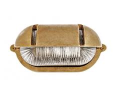 NB LIGHTING-APPLIQUE EN LAITON OVALE, GEA ART 12S, DIFFUSER EN VERRE TRANSPARENT DOUILLE EN PORCELAINE E27 MAX.60W 20 x 9,8 x 11cm