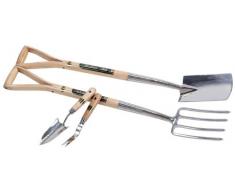 Draper Expert 89903 Bêche et Fourche à Bordure en Acier Inoxydable Manches en frêne certifié FSC avec plantoir et sarcloir