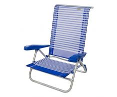 AKTIVE 53980 Chaise Pliante en Aluminium, 7 Positions, textilène avec poignée-Marine, 73 x 64 x 80 cm