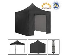 GREADEN Barnum Pliante 3x3m 50mm en Aluminium Premium Pro 520Gr/m2 Etanche avec Pack 4 Murs Amovibles Noire Tente de Réception Qualité