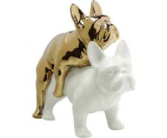 Kare Design Love Dogs Figurine en Porcelaine avec Chien doré et Blanc 17 x 11 x 20 cm