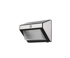 EZSolar SL007SEZ Lampe Solaire de sécurité extérieure avec détecteur de Mouvement à Fixation Murale IP44 Finition Acier Inoxydable 2 Heures