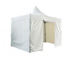GREADEN Barnum Pliante 4x4m 50mm en Aluminium Premium Pro 520Gr/m2 Etanche avec Pack 4 Murs Amovibles Blanche Tente de Réception Qualité