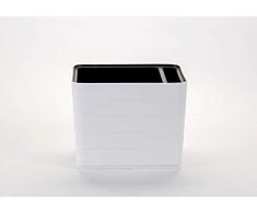 Plastia 30cm-White & Green Jardinière à arrosage Automatique, Blanc/Vert