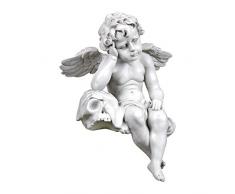 Design Toscano NG33982 Sculpture de chérubin Assis pleurant sur la Mort, Blanc Cassé, 15 x 21,5 x 33 cm