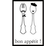 Schatzmix Plaque Murale en tôle Bon Appetit Fourchette en métal 20 x 30 cm