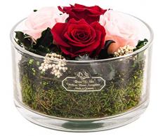 Rosen-te-amo Bouquet de Fleurs Durable dans Le Vase Décoration Florale fabriquée à la Main Rund Vase Rose/Champagne foncé