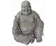Stone-Lite Bo 838XL Statuette Bouddha riant Assis Gris Clair