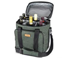 Freshore Fourre-Tout Isotherme 6 Bouteilles Sac fourre-Tout - Sac de Transport rembourré Portable Sac de Transport en Toile Bandoulière réglable - (Vert foncé)