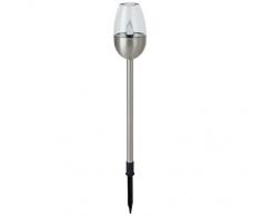 Dehner Flame, Lot de 4, Acier Inoxydable/Plastique Lampe Solaire, Argent, 41,7 x 6,1 x 6,1 cm