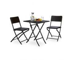 Relaxdays Ensemble Meubles de Jardin Bastian Lot de 3: 1 carrée 2 Pliables Terrasse Balcon Camping Pliant Table 74 x 61,5 x 61,5 cm Chaise (H x l x P) 82 x 44 x 50 cm, Marron, 61,5x61,5x74 cm
