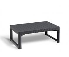 Keter Allibert Table Salle à Manger Lyon 2 en 1/café Effet Osier 232300 – Noir/Graphite