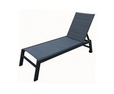 Happy Garden Bain de Soleil Barbados en textilène Gris - Aluminium Noir