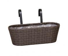 Dehner Jardinière avec Support, env. 30 x 16 x 26 cm, polyrotin, Marron