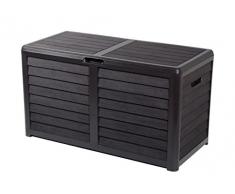 EDA Plastiques Gris Anthracite Malle DE JARDN Baya 420 litres UV SECURITE ETOUFFEMENT ET Anti-PINCEMENT DE Doigts Coloris, 118 CM