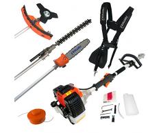 MT22 / MT52 / MT62 outils de jardins dessence de Nemaxx - multitool avec moteur puissant de 52ccm - accessoires pour coupe-herbe, débrousailleuse, taille-haie, scie à chaîne et scie circulaire, Modèle:5-en-1 (MT62)