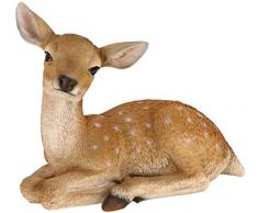 Dehner Figurine Bambi couché, Environ 45 x 36.5 x 23,5 cm, polyrésine, Marron