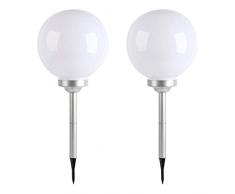 Lot de 2 boules solaires lumineuses à piquer balisage dallée LED blanc MOONY ∅30 cm