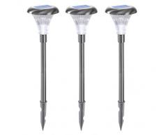 Dehner Lampe Solaire Capri, 3 pièces, Hauteur 46 cm, Argent