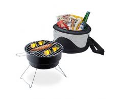Relaxdays Barbecue de Pique-Nique avec Sac Isotherme pour Barbecue et Festival Noir Ø 26 cm