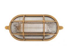 NB LIGHTING-APPLIQUE EN LAITON OVALE, GEA ART 134, DIFFUSER EN VERRE TRANSPARENT DOUILLE EN PORCELAINE E27 MAX.60W 22,5 x 10,5 x 10,5cm