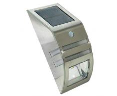 WerkaPro 10384 - Lampe Murale Solaire - A led - En inox - 100 Lm - Détecteur de mouvements pour allumage automatique