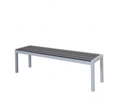 Chicreat - Banc en aluminium avec surface en polywood, Argenté et noir, 160 x 40 x 45 cm