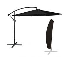 Happy Garden Parasol déporté OAHU Rond 3.50m de diamètre Noir + Housse