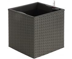 Dehner Pot de Fleurs CASA Mesh, env. 36 x 36 x 36 cm, Plastique Anthracite