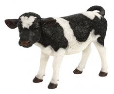 Dehner Figurine Veau Erna, Environ 65 x 42 x 21,5 cm, polyrésine, Noir/Blanc