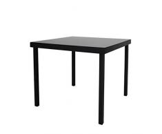Chicreat - Table de jardin en aluminium et verre, 90 x 90 x 74 cm, Noir