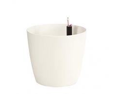 Dehner Pflanztopf Mila mit Selbstbewässerungs-System, Ø 35 cm, Höhe 30 cm, Kunststoff, weiß Pot à Plantes,