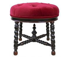 Design Toscano Ottoman Rond Rembourré de Bretagne, Bouleau, Noix, 58,5 x 58,5 x 53,5 cm
