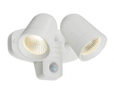 Knightsbridge 230 V IP65 18 W LED Blanc Double Spot Floodlight avec détecteur