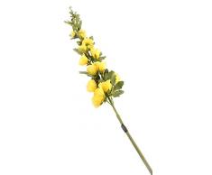 Floral Elegance Artificiel 118 cm Tige Unique Jaune Roses trémières artificielles x 6 – Gamme de Fleur de Luxe en Soie