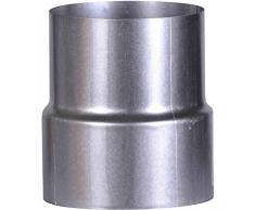 FIREFIX A130/RD FAL Raccord de poêle Ø 130 à raccord Mural, Ø 120 mm, Tube en tôle dacier 0,6 mm dépaisseur soudé au Laser, argenté