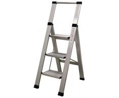 Homelux 710026 Escabeau ménager Plat, Aluminium, 3 marches