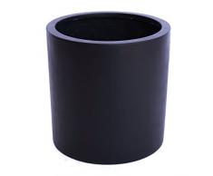 Eleganteinrichten Pot de Fleurs en Fibre de Verre cylindrique D50 X H50 cm Noir Mat.