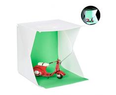 Relaxdays Éclairage LED pliable avec 4 arrière-plans et sac Blanc 32,5 x 30 x 31,5 cm