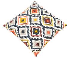 Dehner Dekokissen Esther, ca. 45 x 45 x 9 cm, Baumwolle, weiß/grün/Gelb Coussin décoratif, Blanc/Vert/Jaune
