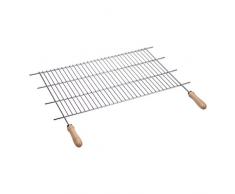 Sauvic 02758 Grille de Barbecue Inoxydable avec Manches Bois 80 x 40 cm