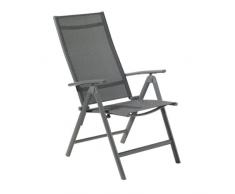 greemotion Chaise pliante extérieur Faro gris anthracite - Chaise de jardin en aluminium – Fauteuil confortable avec accoudoirs et tissu souple - Chaise à dossier réglable pour le jardin