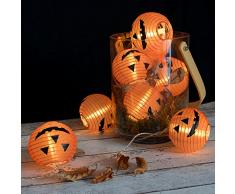 Plaights - Guirlande de Lumières Lanternes - Citrouilles - Lampions avec 20 LED - Couleur: Blanc chaud - Fonction Timer - Décoration extérieur et intérieur