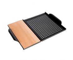 Rustler - Planches à fumer en Bois de Cèdre Canadien 100% original + Grille de cuisson au Barbecue - Planche 2 en 1 à griller avec Plaque de service en Acier inoxydable - 45 x 30 x 3 cm