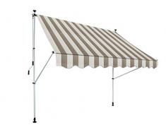 Gardinia Föhr Store à Manivelle Protection Solaire pour Terrasse ou Balcon, Beige-Blanc (Beige-weiß), 250 x 150 cm