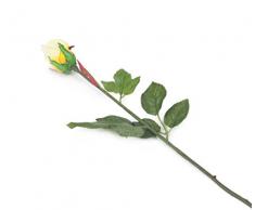 Closer To Nature Lot de 12 Roses fermées artificielles 1 Tige Jaune/crème 60 cm