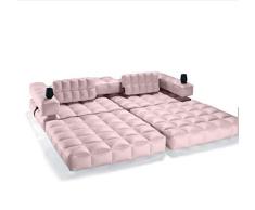 Pigro Felice - ModulAir 3-en-1 Piscine - Double Bain de Soleil Gonflable - Matelas Flottant - Banc - Matériaux résistants - Longue Durée de Vie - Premium - Rose