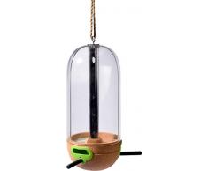 dobar 10095e Distributeur de Nourriture en liège Naturel avec 3 Compartiments pour Poser et Suspendre Transparent 11 x 11 x 26 cm