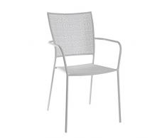 greemotion Chaise de jardin empilable Mykonos – Chaise avec accoudoir blanche – Chaise empilable pour le jardin – Fauteuil extérieur design – Chaise de jardin en métal élégante et fluide